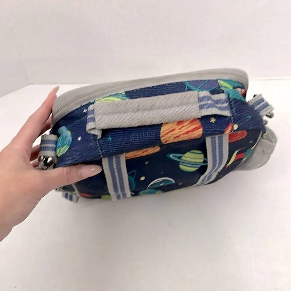 Pottery Barn Kids Mackenzie Space-Themed lunchbox with strap and pouch Navy Blue